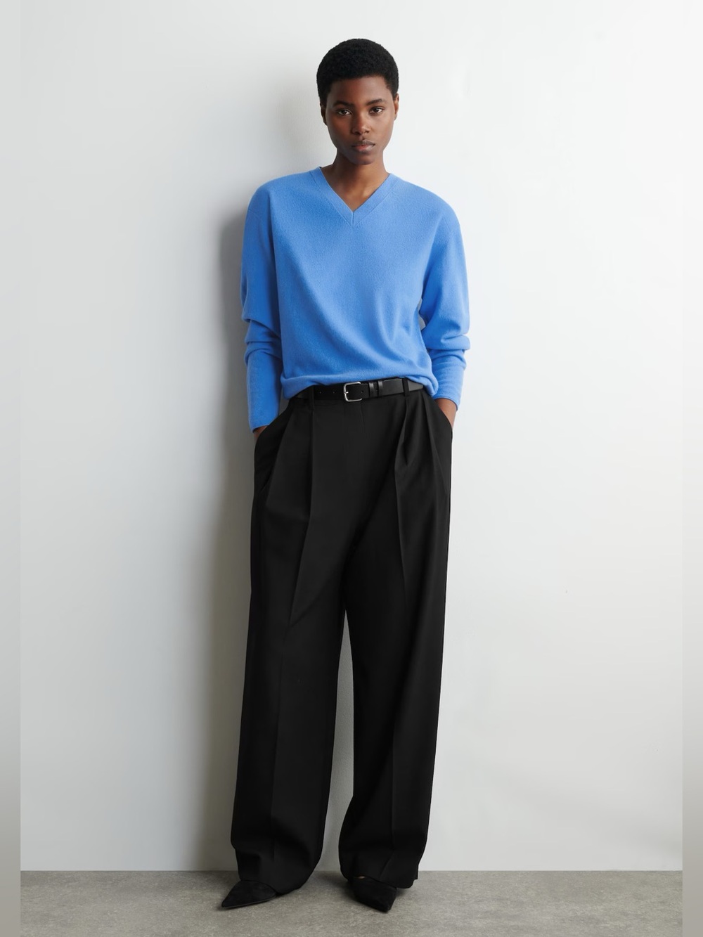 COS 100% Wool Pleated Baggy Trousers in Black, size 10